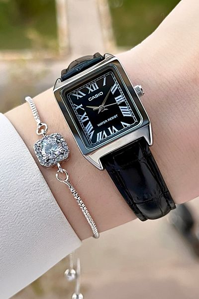 Casio Silver Strap Black Color Women's Wristwatch Case