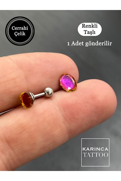 Karınca Piercing Colorful Diamond Jewelled Conch Tragus Flat Helix Ear Piercing