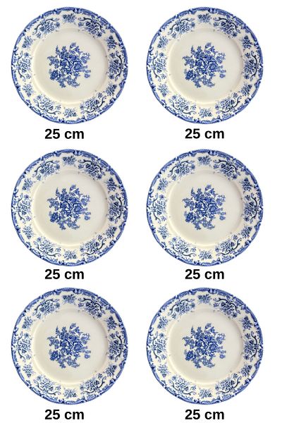porselenden Antique Baby Blue Premium Porcelain Serving Set for 6 People - Blue Floral