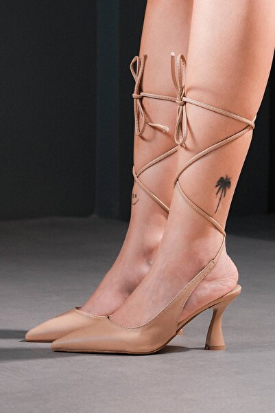 Lizzu Γυναικεία παπούτσια με τακούνι Nude Color - Sise με λουράκι στον αστράγαλο