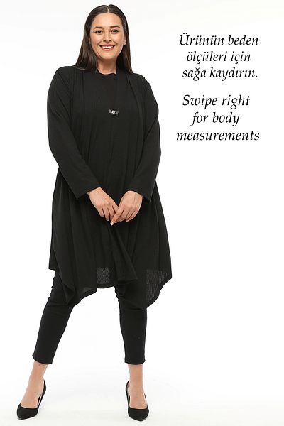 Laden Large Size Seasonal High Quality Mother Black Asymmetrical Women's Cardigan