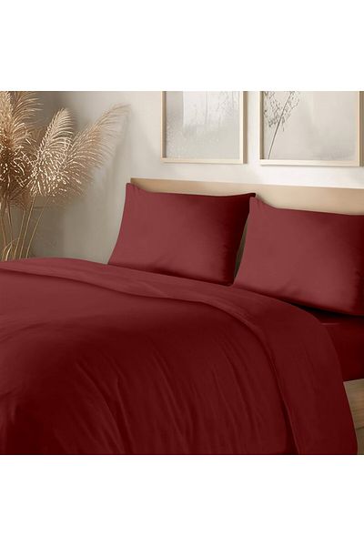 Evim 100% Cotton Akfil Duvet Cover Set Double 200X220 cm Dark Claret Red