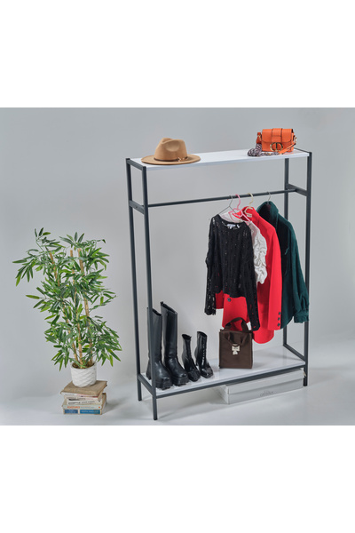 LuLu Home Raflı Askılık Konfeksiyon Askısı Elbise Askılığı