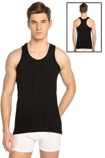 Tutku Men's Black Men's Ribbed Sports Undershirt ELF568T0118CCM