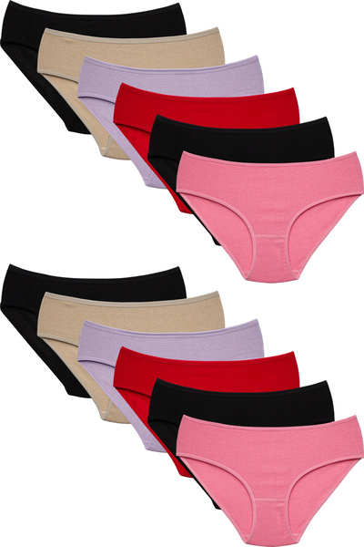 Meren Underwear 12'li Ekonomik Paket Kaşkorse Kadın Külot