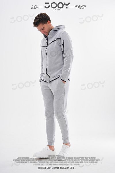 Jooy Company New Season Tech Fleece Grey Ανδρικό Σετ αθλητικής φόρμας - Tshirt Gift Product