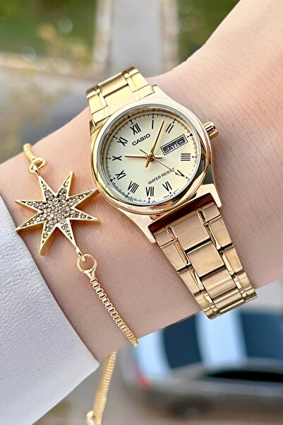 Casio Gold Color Calendar Women's Wristwatch