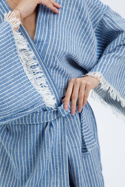 Befera Design Kimono de muselină 100% bumbac halat de baie în dungi Kaftan
