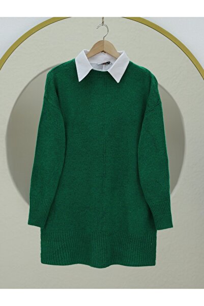 Modamorfo Smaragd téli kötöttáru tunika - legénységi nyakú hidzsáb