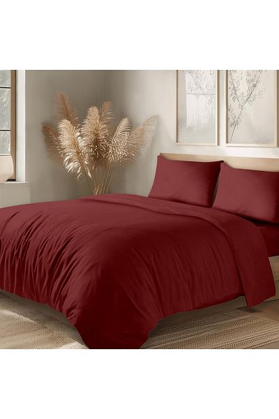Evim 100% Cotton Akfil Duvet Cover Set Double 200X220 cm Dark Claret Red