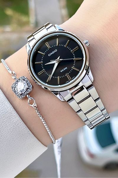 Casio Silver Color Women's Wristwatch with Black Cord