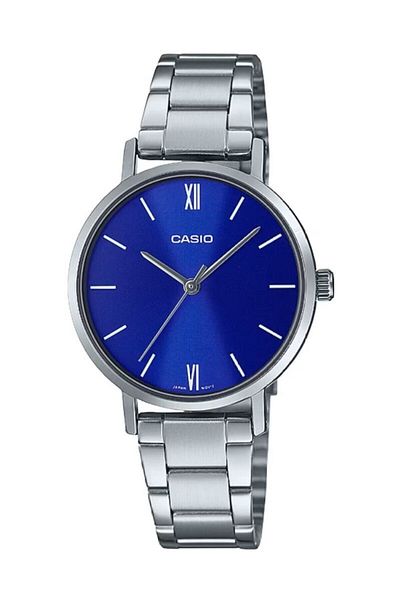Casio Silver Color Women's Wristwatch with Dark Blue Cord