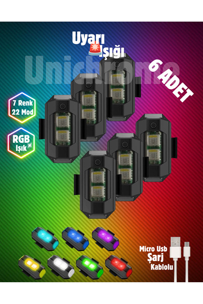 Unichrome Motor Drone Uçak Kanadı Lı Led Şarjlı Kablosuz Mini 6 Adet