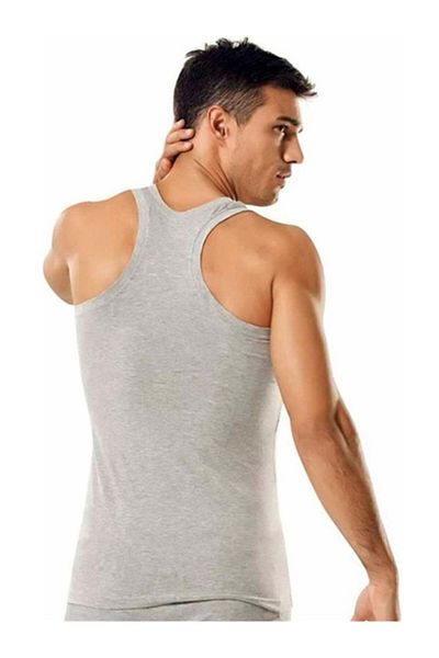 Tutku Men's Gray Ribbed Sports Undershirt 3 Pack
