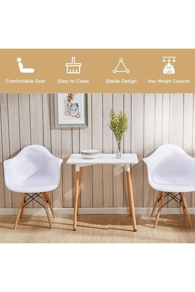 Mahmayi Dining Table with Chair Sets for Home Office (Arm Chair White, Dining Set 2