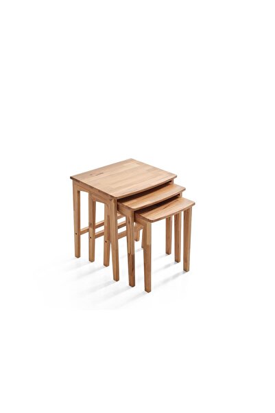 ReHome Ready Natural Üçlü Zigon Sehpa | Ceviz | Kayın Sehpa