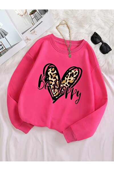 DAXİS Sportwear Company سويت شيرت نسائي بياقة دائرية وطبعة ليوبارد