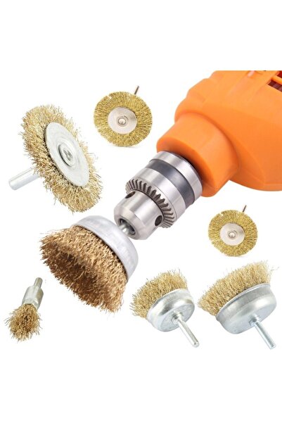 MOONSHOP 6 Parça Pimli Matkap Tel Fırça Seti (38mm+50mm+75mm+100mm) Dairesel ...