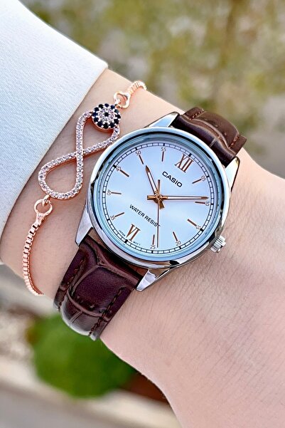 Casio Kasası Gümüş Kordonu Kahverengi Renk Kadın Kol Saati