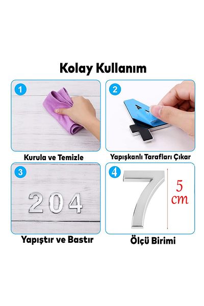 Badem10 Numărul ușii de dimensiuni mici de 50 mm de culoare cromată - 7 numere șapte numere, 1 buc
