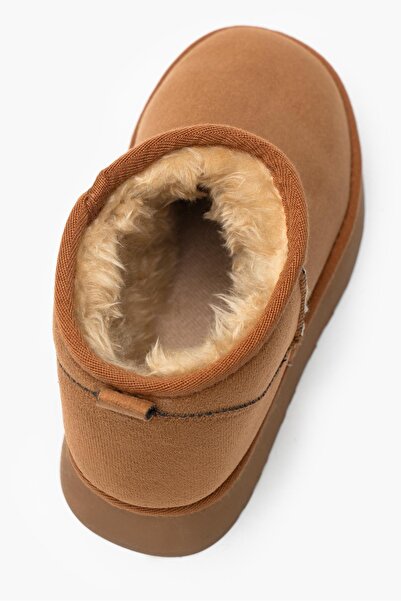 LUXEON Tan Suede Dámské boty - kožešina uvnitř, silná podrážka, krátké kotníkové boty, hřejivé, pohodlné a stylové