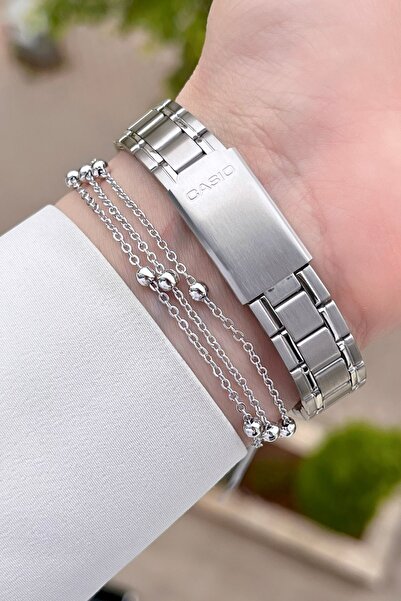 Casio Gümüş Siyah Renk Kadın Kol Saat