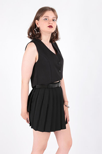 Hadise Selget003968 Belted Women's Pleated Skirt