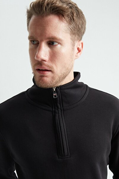 ERDEM İÇ GİYİM Μαύρο φούτερ με μισό φερμουάρ Erdem Weweus 223