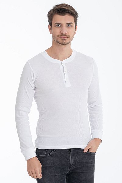 ERDEM İÇ GİYİM Erdem White Buttoned Camisole Long Sleeve T-shirt 1126