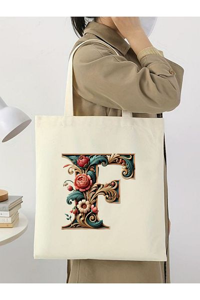 Cemira Unisex ρετρό υφασμάτινη τσάντα με σχέδιο F Letter - Y2 Pinterest Shopper Bag