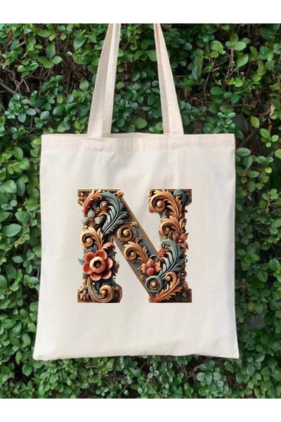 Cemira Unisex Retro N Letter Design - Y2 Pinterest Tote Bag, Τσάντα Shopper