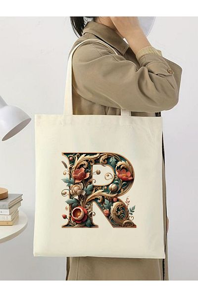 Cemira Unisex R Letter Design Y2 Pinterest Retro υφασμάτινη τσάντα - Tote and Shopper Bag