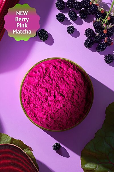 Mim and More Pink Berry Matcha - Böğürtlen Aromalı Pembe Superfood Matcha Tozu, 100 gr
