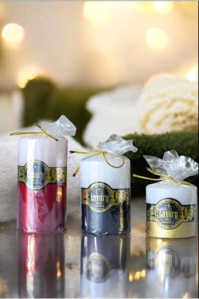 Hagen 3lü Hediyelik Mum Dekoratif Mumluk Mum ve Kandil Dekoratif Beyaz Mum Si...