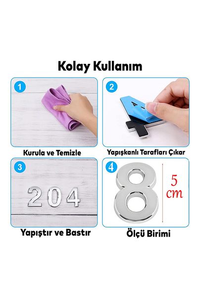 Badem10 Cromat Colorat 50 mm Ușă Număr - 8 Numere Dimensiune Mică Numere Adezive 1 Buc