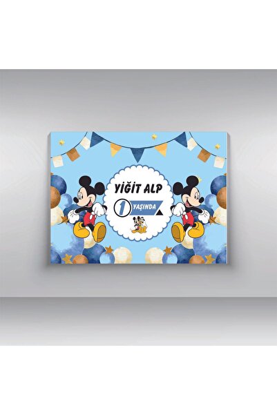 Mickey Mouse Temalı Doğum Günü Afişi 70x100 Cm Branda Afiş