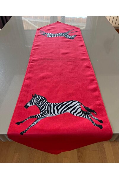 Lia Store عداء حمار وحشي منقوش لون مرجاني 35*135 سم