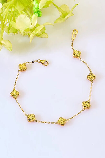 Nilvera Kuyumculuk 14 Ayar    Tarzı Altın Bileklik, Yedi Yonca Kadın Şans Bil...