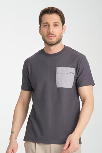 Frappoli Πλεκτό ανδρικό μπλουζάκι με λαιμόκοψη από 100% βαμβάκι