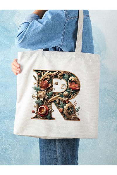 Cemira Unisex R Letter Design Y2 Pinterest Retro υφασμάτινη τσάντα - Tote and Shopper Bag