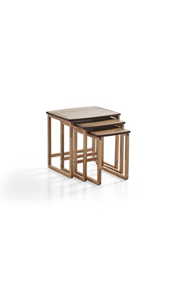 ReHome Casual Üçlü Zigon Sehpa | Ceviz | Kayın Sehpa