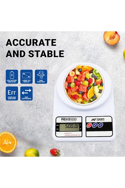 Ant Esports Ant Esports AEKS100 Food Scale | 10Kg Capacity, LCD, Tare, Overload Indicator, 30-Month Warranty