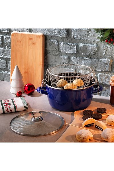 Schafer Fry Crispy Frying Pot - 22 cm - 3 Pieces - Navy Blue