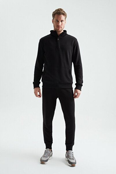 ERDEM İÇ GİYİM Μαύρο φούτερ με μισό φερμουάρ Erdem Weweus 223