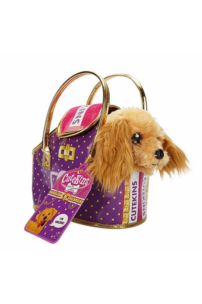 Sunman 50585 Cutekins Plush Dog with Carry Bag - Fabbatoys