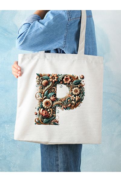 Cemira Unisex Retro P Letter Design - Y2 Pinterest Tote Bag, Τσάντα Shopper