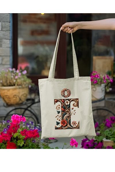 Cemira Unisex Retro İ Letter Design Y2 Pinterest υφασμάτινη τσάντα - Τσάντα αγορών