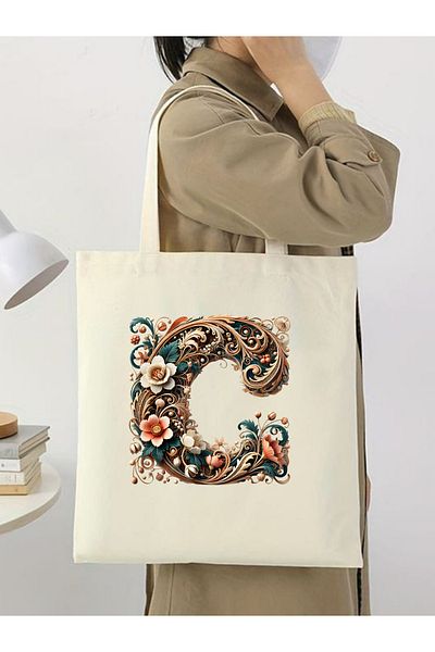 Cemira Unisex Retro C Letter Design - Y2 Pinterest υφασμάτινη τσάντα Tote Shopper Bag