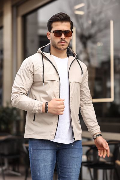 comstar Men's Lined Water Resistant Hooded Raincoat with Pockets