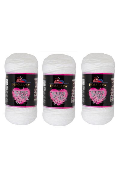 Himalaya Super Soft Yarn, 80801 White, 3X200Gr